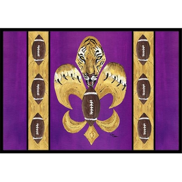 Carolines Treasures Carolines Treasures 8205-MAT Tiger Football Fleur de lis Indoor Or Outdoor Mat - 18 x 27 in. 8205-MAT - main